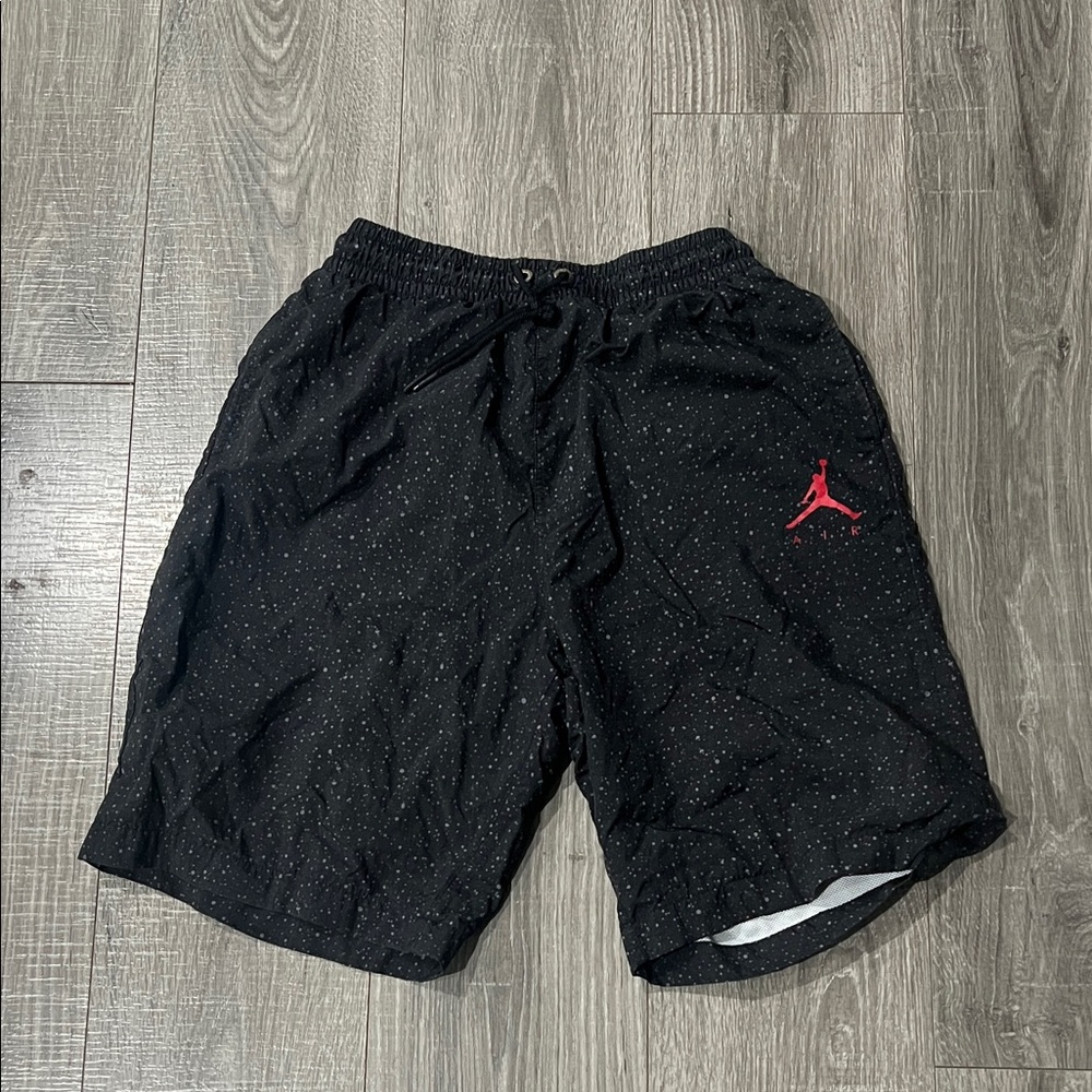 Jordan Black Athletic Shorts with Red Logo